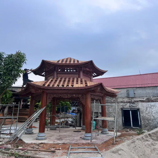 Bán lầu trà lục giác 2 tầng mái gỗ Lim – Kiến trúc sang trọng, giá trị bền vững