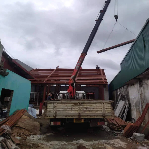 Vận chuyển và lắp dựng Nhà gỗ 3 gian 4 vì bằng gỗ Sến tại Kiến Thụy, Hải Phòng