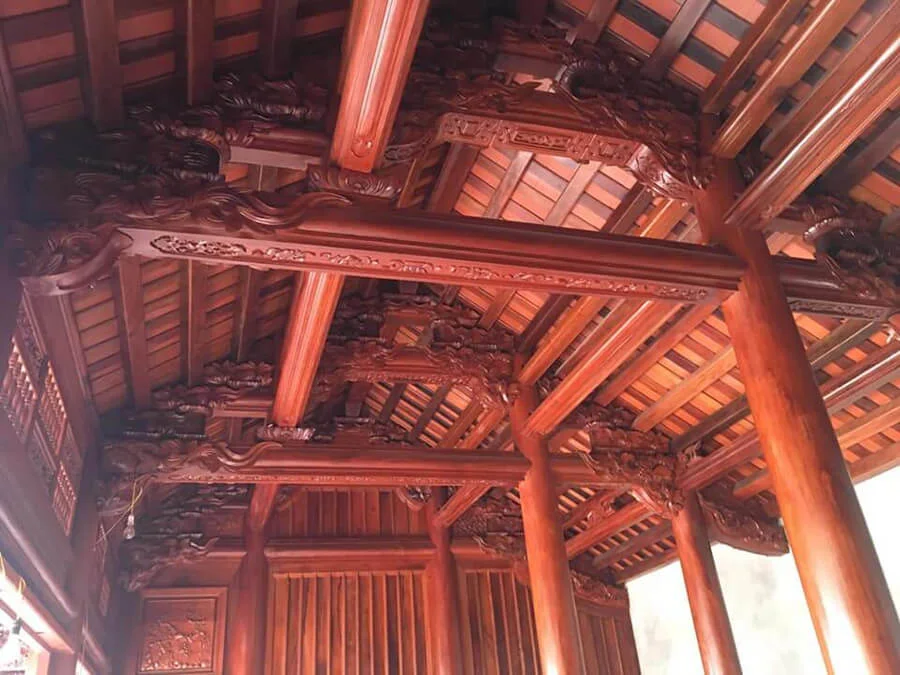 Nhà gỗ 5 gian, gỗ căm xe lắp dựng tại Thái Bình