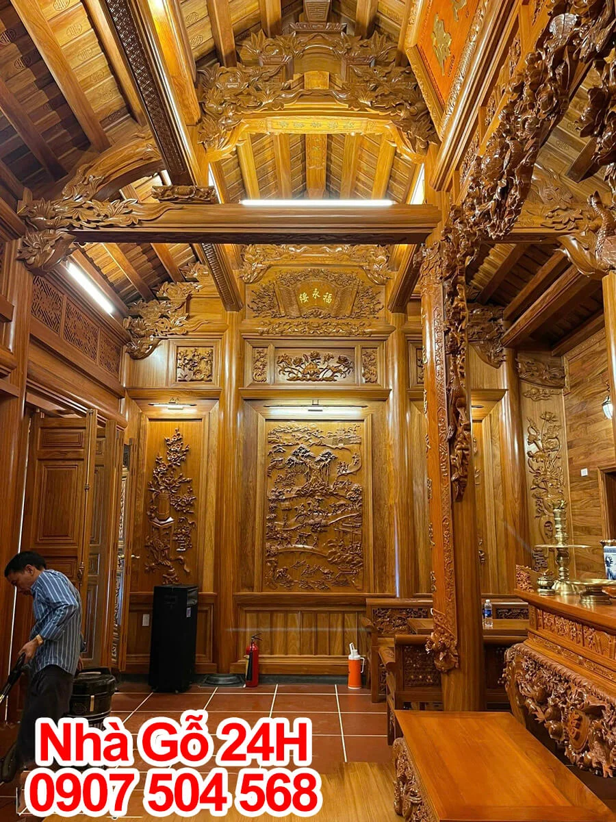 Gỗ gõ đỏ trong chế tác nhà gỗ cổ truyền